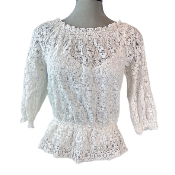 CHRISTOPHER & BANKS Lace Boho | Peasant Blouse - Picture 2 of 8